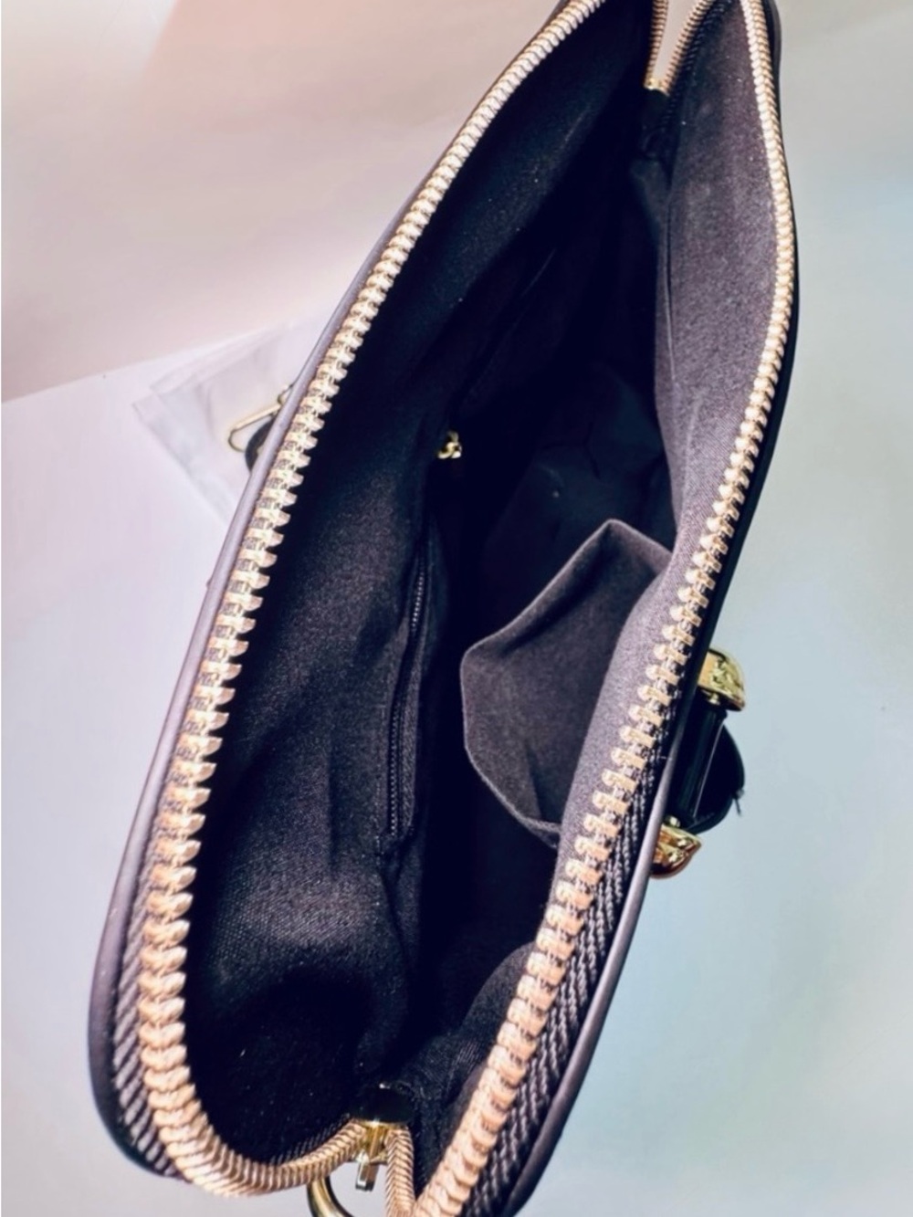 Unique Vintage NEW Black Patent Retro Top Handle Shoulder Bag w/ crossbody strap - Picture 7 of 14